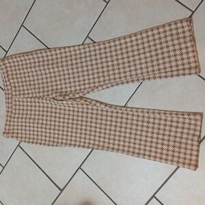 SADIE & SAGE Womens Size M Tan Houndstooth Pants